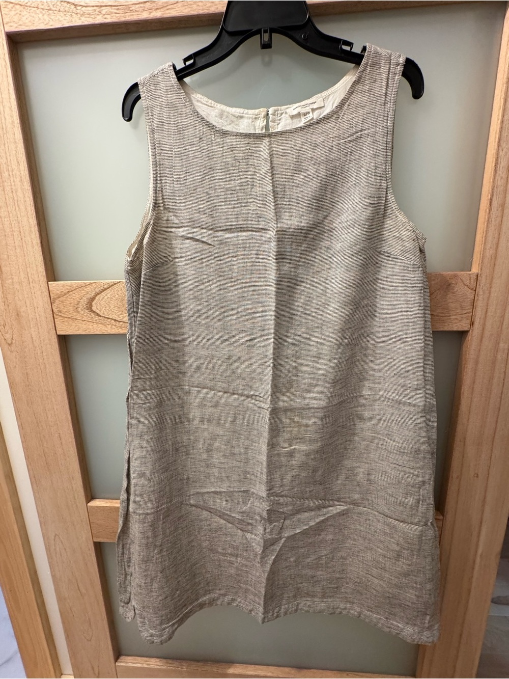 beachlunchlounge linen blend Neutral Sleeveless Mini Shift Dress